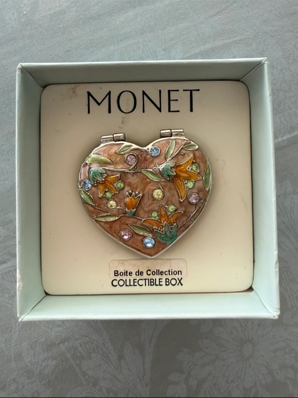 Vintage Monet Jewelry Heart Shaped trinket box
